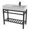 Modern Ceramic Console Sink With Counter Space and Matte Black Base, 40